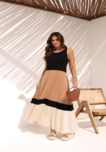 Vestido longo bicolor